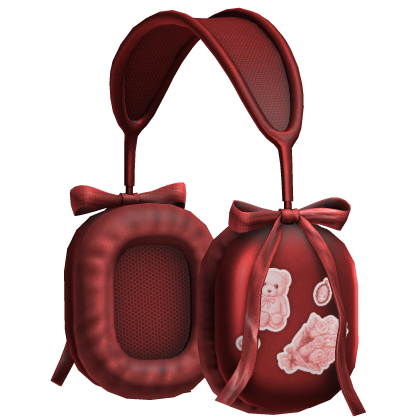 Ribboned Coquette Headphones (Red) Roblox item