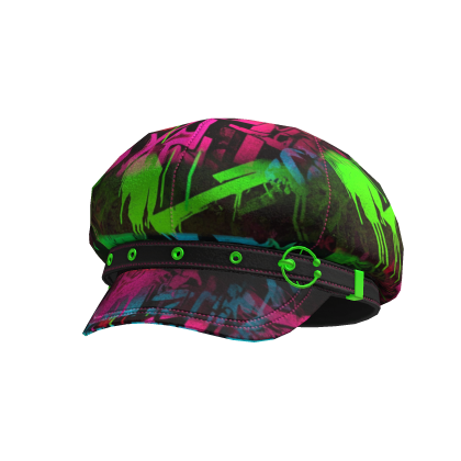 Goth Style Red Pink Blue Graffiti Hat