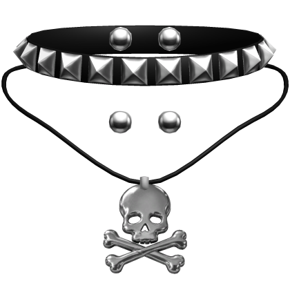 alt emo studded choker w skull necklace in black Roblox item