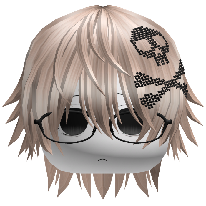 Emo Vkei Moe Boy Hair w Skull + Glasses Platinum