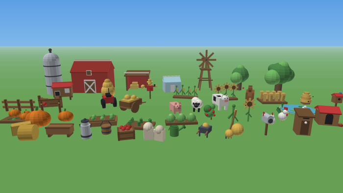 Low Poly Farm Pack | 50 Barn, Crops and Animals preview 2