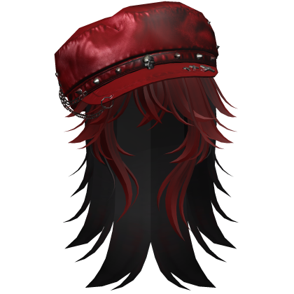 Spiked Wolfcut Grunge Red Barret Hair in Black Roblox item