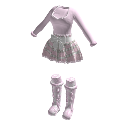 Outfit Baby Pink Casual Skirt with Boots