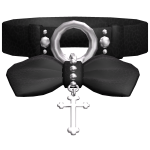 Emo Bat Ribbon Choker Black