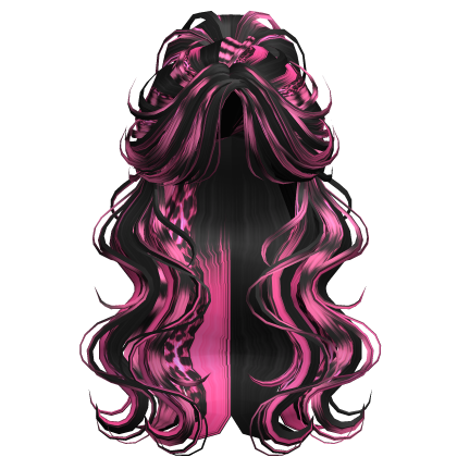 Crimped Wavy Empress Ponytail Pink Stripes