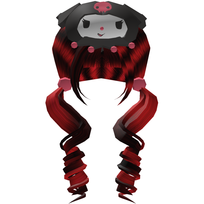 Red Black Kuromi Pigtail Hair