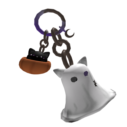 Ghost Kitty Halloween Keychain 