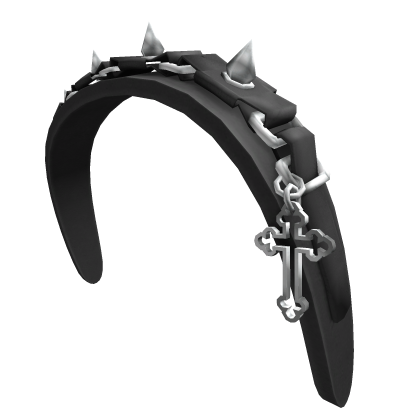 Black Goth Jesus Cross Leather Studded Headband Roblox item
