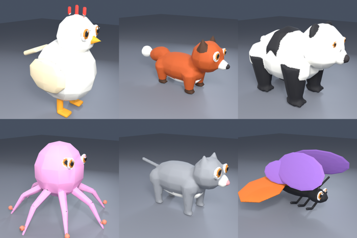 Cute Low Poly Animal Pack Wild Farm Ocean x65 preview 1