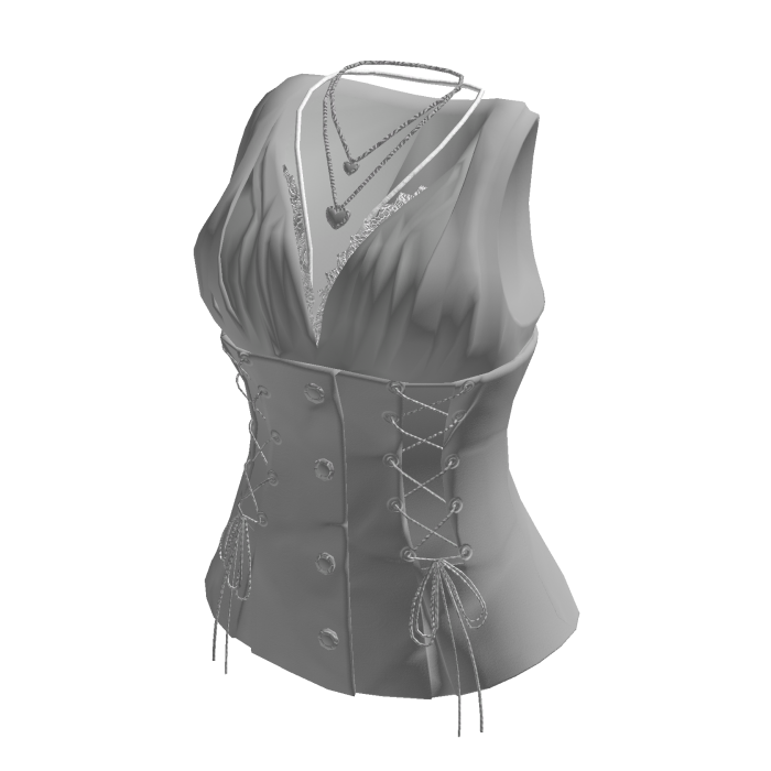 Y2K Vintage Corset Top w/ Heart Necklace (Grey)