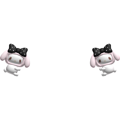 ♡ : kawaii pink + black bunny pigtail hair clips Roblox item