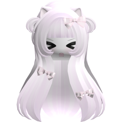 Kawaii Light Pink Long Flowy Hair /w Bows