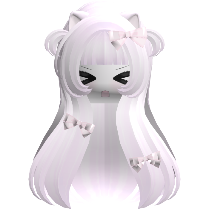 Kawaii Light Pink Long Flowy Hair /w Bows