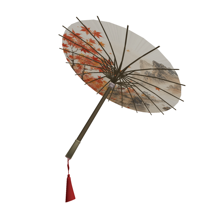 Fall Kawaii Chinese Umbrella with Mountain