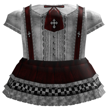 Emo Moe Gothic Cross Uniform Dress Red