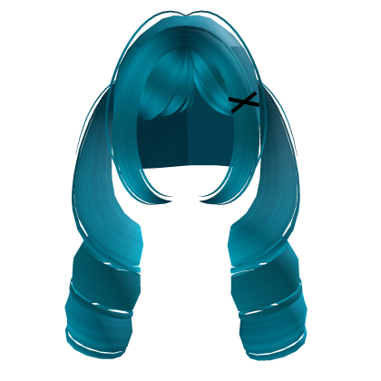 ♡꒰Cute blue pigtails with clips Roblox item