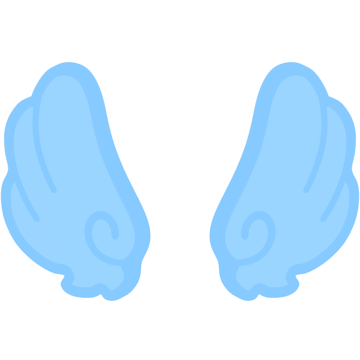 ♡ Cute Upward Glowing Angel Wings in Blue