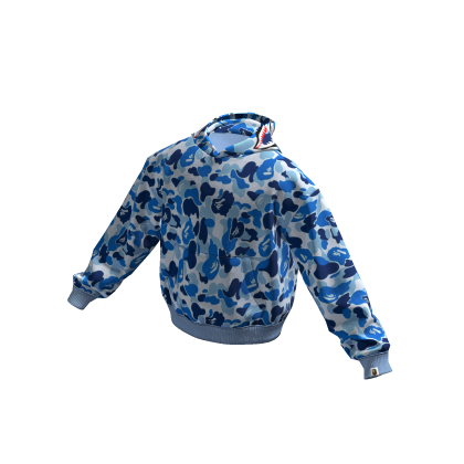 Blue Bape Shark Camo Hoodie thumbnail