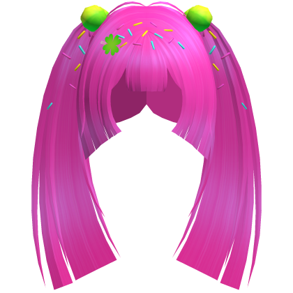♡ kawaii clover sprinkles long pigtails hot pink