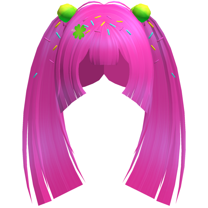 ♡ kawaii clover sprinkles long pigtails hot pink