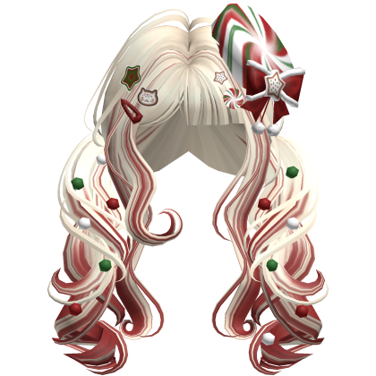 ♡ Christmas Peppermint Pigtails (Beige & Red)