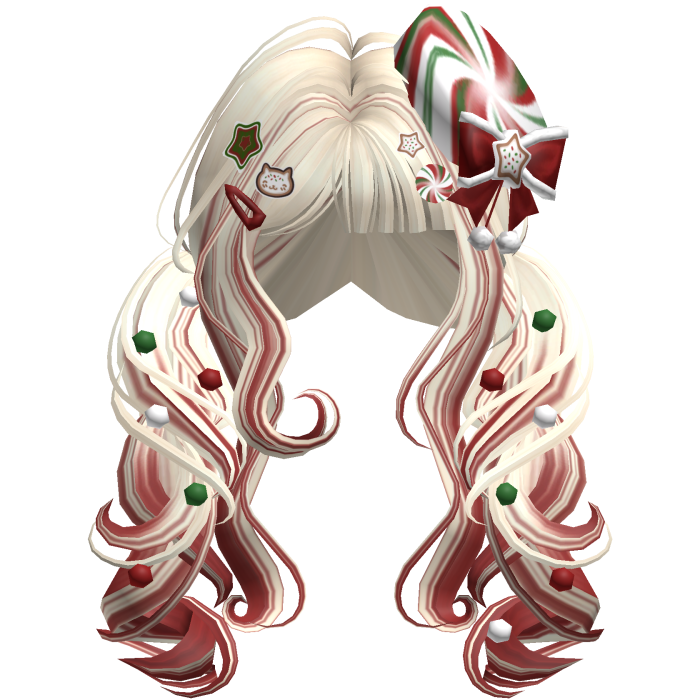 ♡ Christmas Peppermint Pigtails (Beige & Red)