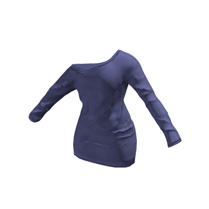 Off Shoulder Long Sleeve Dress (Blue) thumbnail