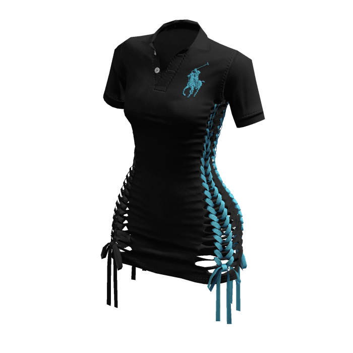 Braided Cutout Polo Dress (Black or Blue)