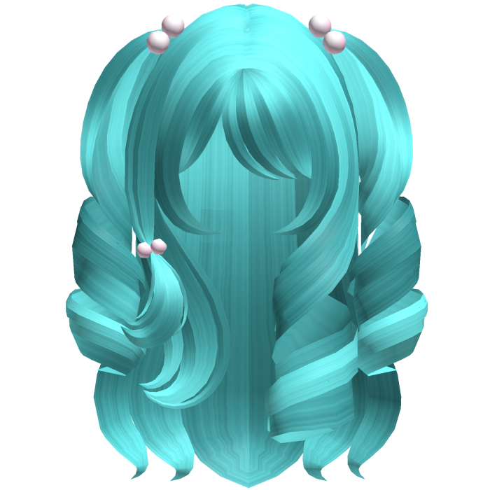Cute Long Princess Curls In Cyan Blue