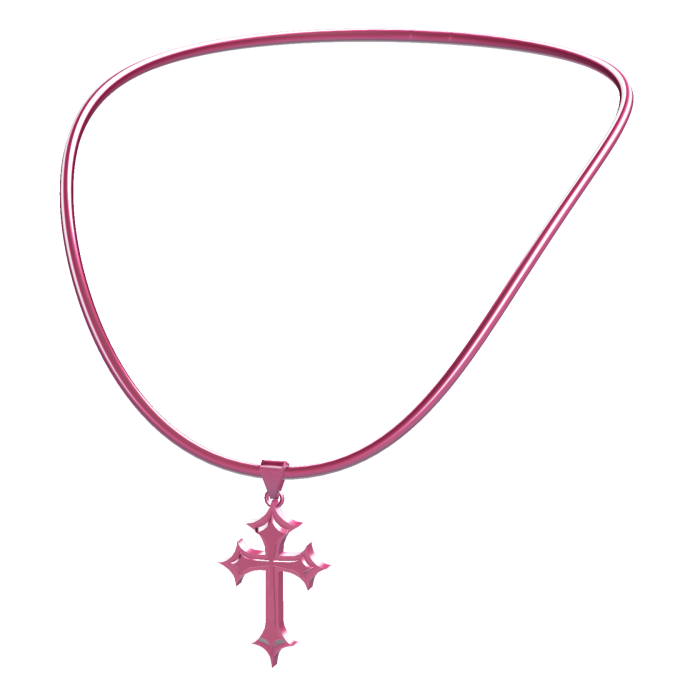 -',ৎ Pink Y2K Cross Necklace (3.0)