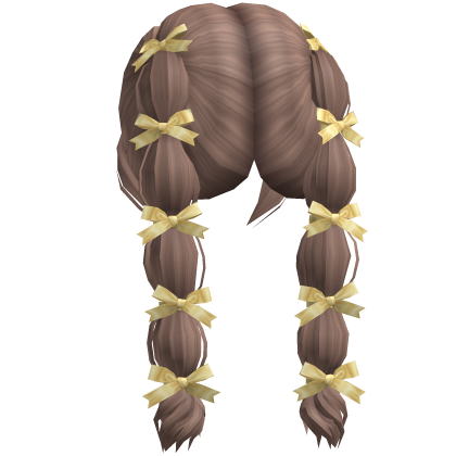 Yellow Bow-Tied Bubble Braid Pigtails (Milktea) Roblox item