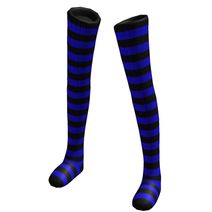 Thigh Knee High Socks (Black Blue)