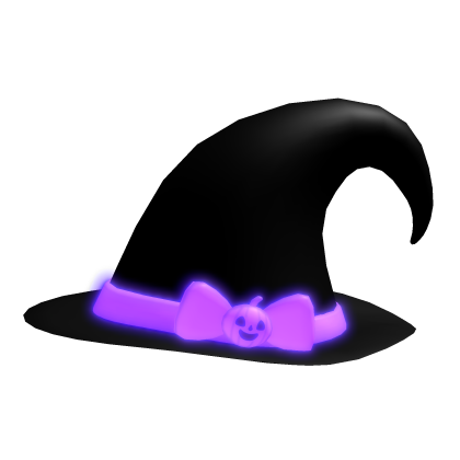 [EMISSIVE] purple halloween witch hat pumpkin bow Roblox item