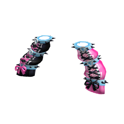  ꒰☠️꒱ pink black blue goth sleeves with ribbons