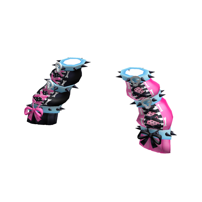  ꒰☠️꒱ pink black blue goth sleeves with ribbons