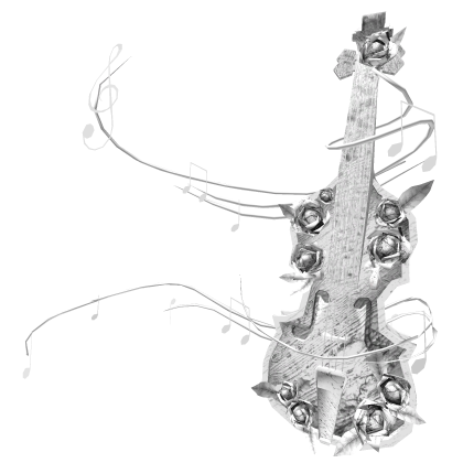White Vintage Fantasy Music Note Rose Violin
