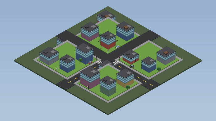Low Poly City Map Town Street Buildings Kit preview 10