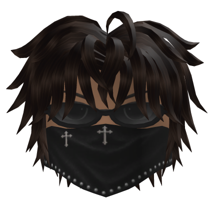 Messy Hair w/ Bandana & Glasses (Dark Brown)