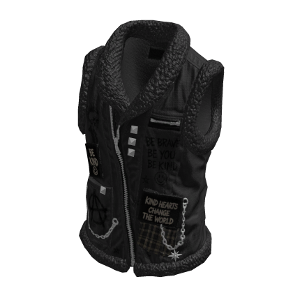 Punk Patchwork Biker Vest ⭐ (Grey)