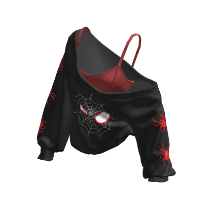 Cozy Baggy Superhero Spider Sweater Red&Black thumbnail