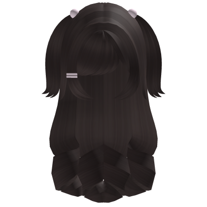 ♡ dark brown long tuft cute kawai curly hair Roblox item