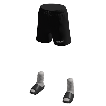 Black Essential Shorts w Ye Slides Roblox catalog item