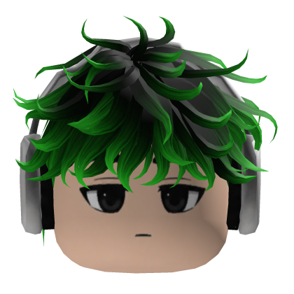 Y2K Toxic Green Hair Headphones Emo Roblox item