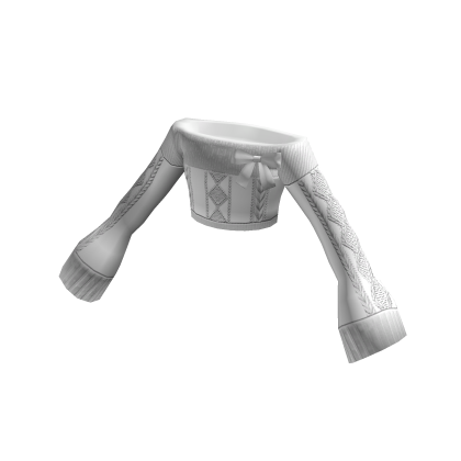 Off Shoulder Crop sweater w bow (White) thumbnail