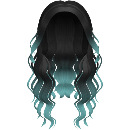 Black to Teal Long Curly Wavy Middle Part Hair Roblox item