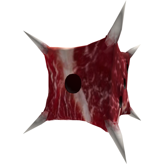 Meat/flesh bony dice head cube with horns