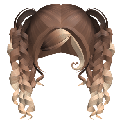 ♡ latte curly side bang twin pigtail hair Roblox item