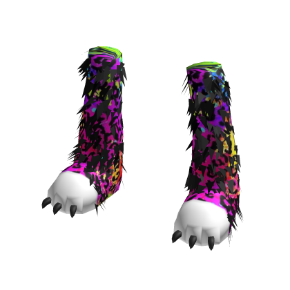 fluffy cheetah SCENE RAINBOW fur paw leg warmers