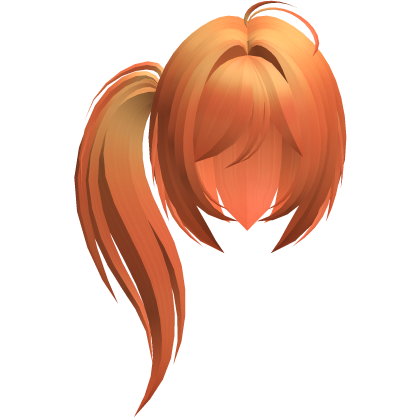 moe emo long fluffy side ponytail orange
