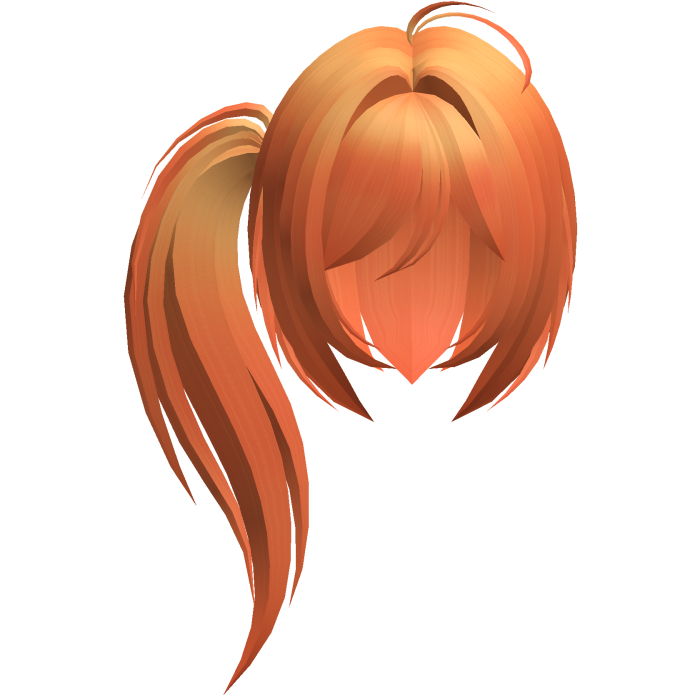 moe emo long fluffy side ponytail orange